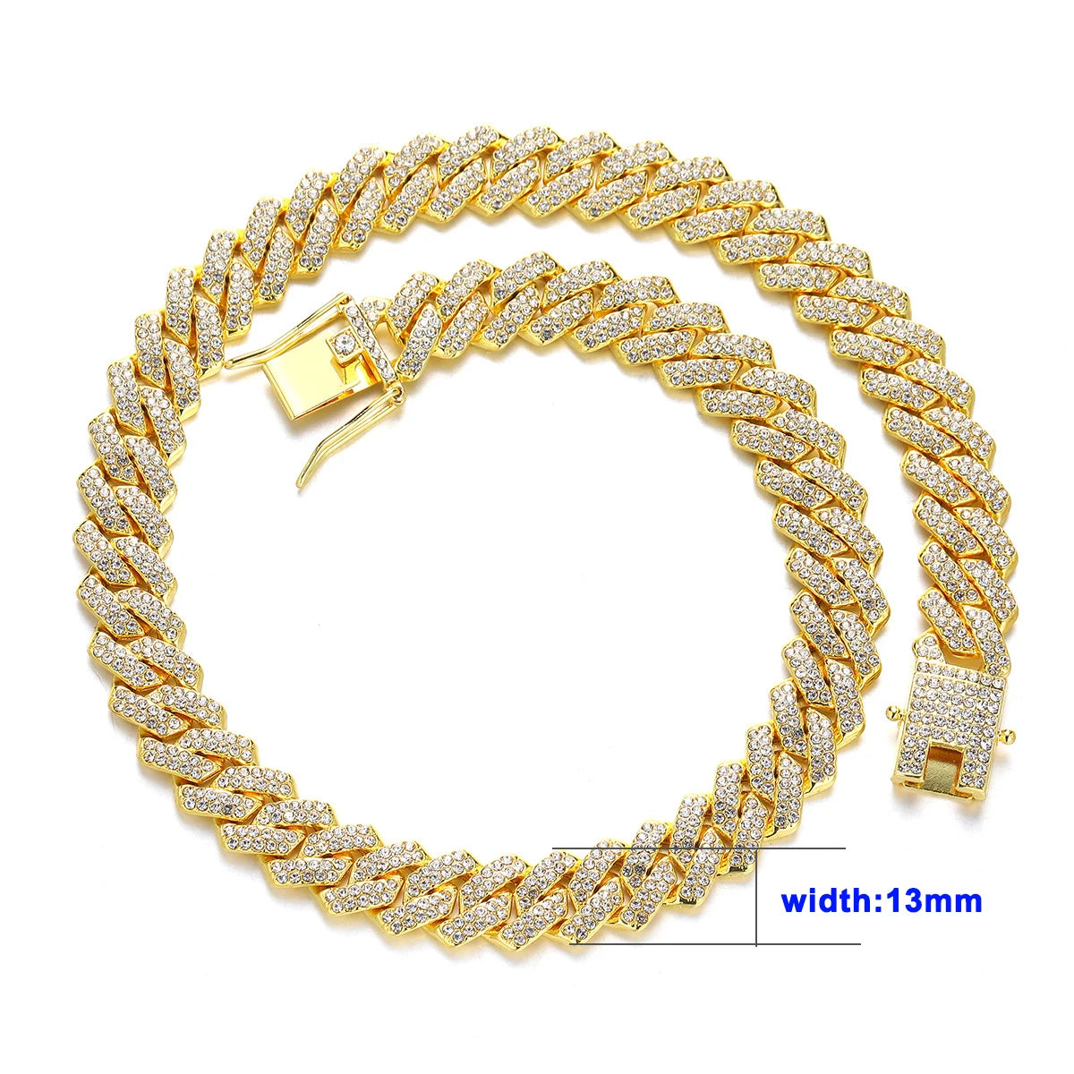 18/20/24inch Cuban Link Chain Hip Hop Men Necklace iced out paris chain 2 Row Rhinestone Paved Miami Rhombus Cuban men Necklace