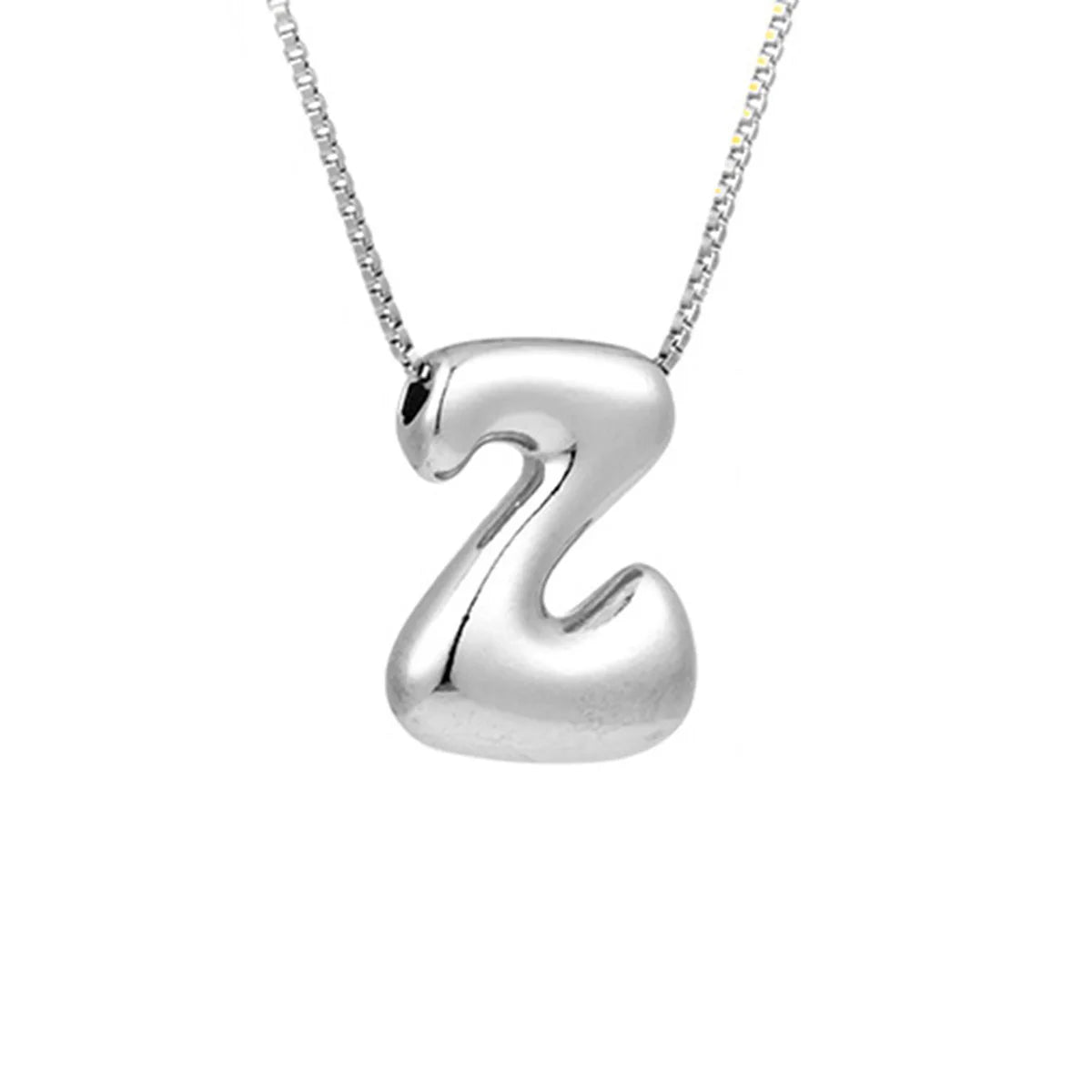 Creative A-Z Balloon Bubble Letter pendant Necklace for Women Silver Plated Chunky Initial Necklaces Jewelry Birthday Gift