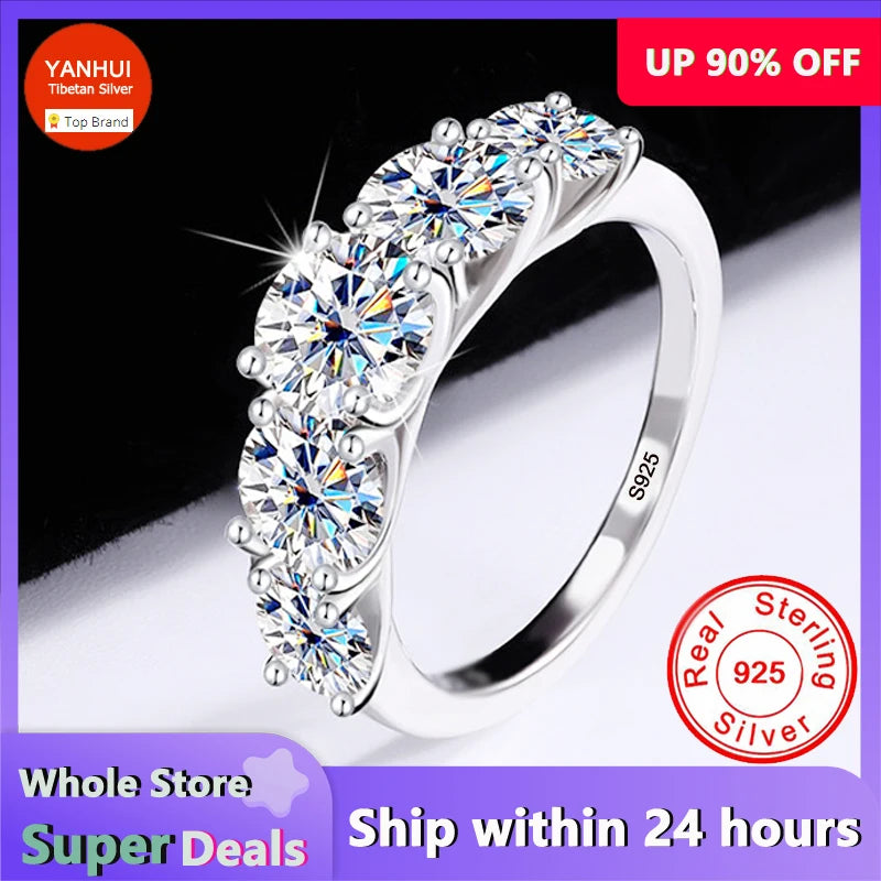 100% Original 925 Sterling Silver Rings Luxury 3.6ct Zirconia Diamant Rings for Women Proposal Wedding Band Gift Jewelry