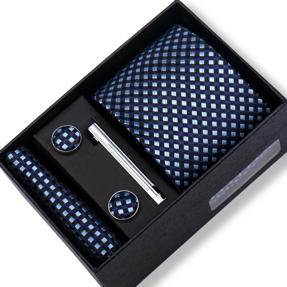 Fashion Elegant Men's Necktie Gift Box Striped Tie Handchief Cufflink Tie Clip 4 pcs Set Wedding Business Party Suit Accessories