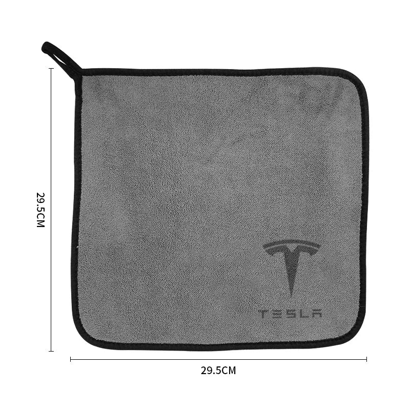 Car Logo Badge Microfiber Wash Towel Cotton Soft Cleaning Rag Drying Cloth For Tesla Model 3 Mode S X Model Y Emblem Accessories
