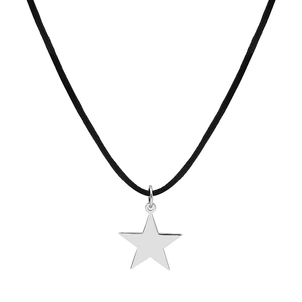 Titanium Steel Star Pendant Necklace for Men Women Y2K Hip Hop Cool Hot Girls Beads Chains Choker Korean Fashion Jewelry