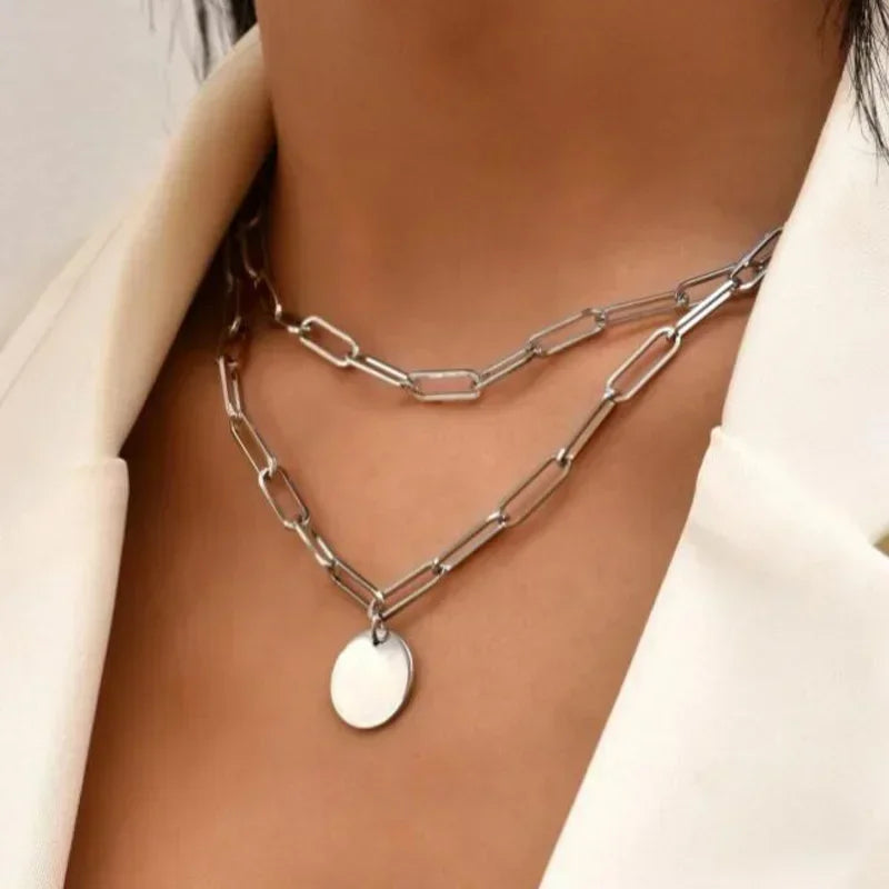 925 Sterling Silver Three-Layer Round Necklace for Women Simple Snake Chain Charm Ball Chain Party Gift Women's ExquisiteJewelry