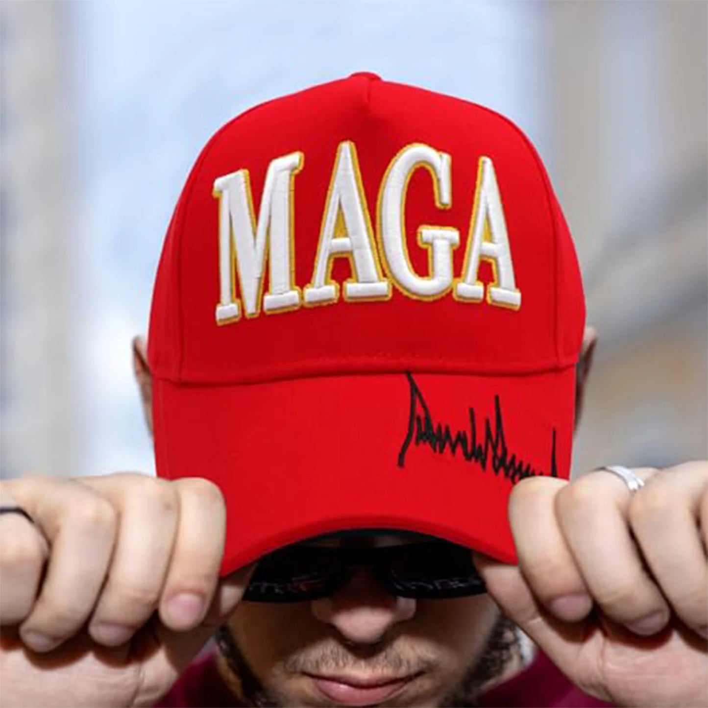 Maga Baseball Cap For Men And Women Red Embroidered Comfortable Peaked Cap Outdoor Camping Sports Cycling Travel Decoration Hat