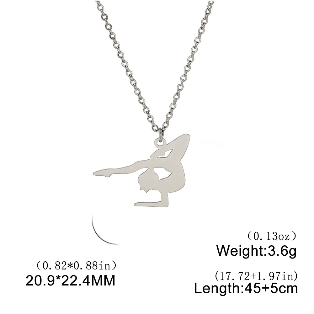 Rhythmic Gymnastics Necklace Women Trend 2025 Gymnast Stainless Steel Jewelry BFF Dancer Girl Sport Accessories Mother Day