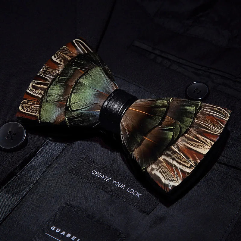 JEMYGINS New Design Men's Wedding Bow Tie Fashion Handmade Feather BowTie Gift for Birthday Party Men Bow Tie Suit Accessories
