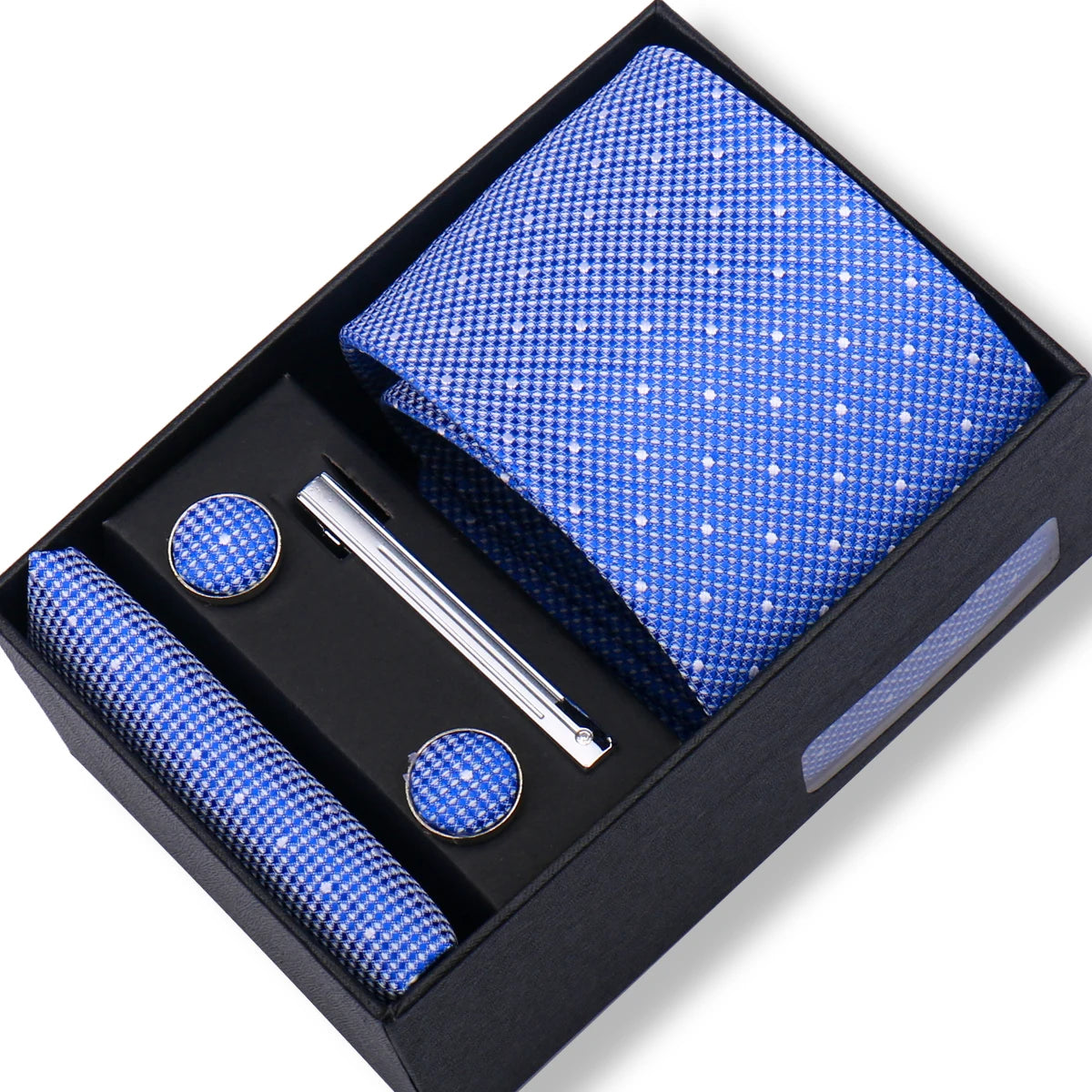 Fashion Elegant Men's Necktie Gift Box Striped Tie Handchief Cufflink Tie Clip 4 pcs Set Wedding Business Party Suit Accessories