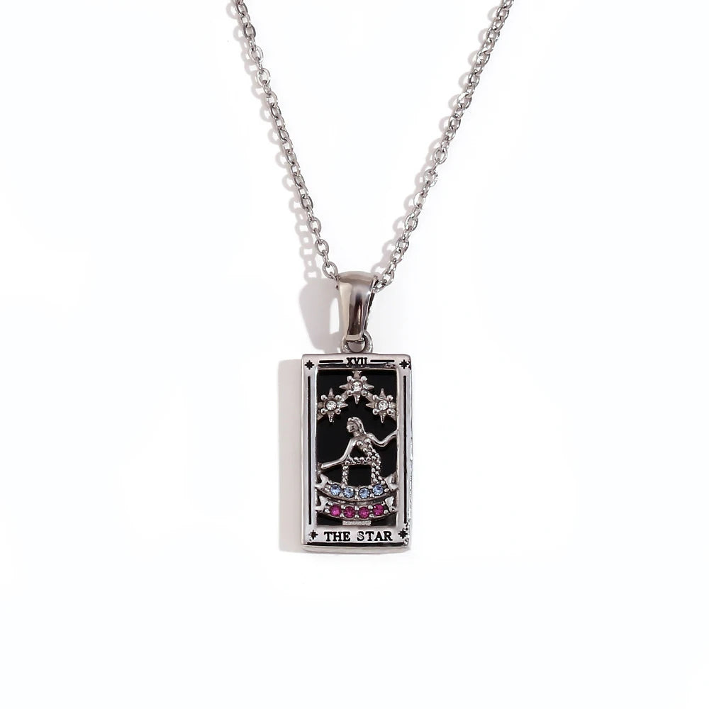 E.B.belle Original New Tarot Queen Lover Magician Moon Necklace Tarnish Free Stainless Steel Jewelry 18K Gold Plated Decoration