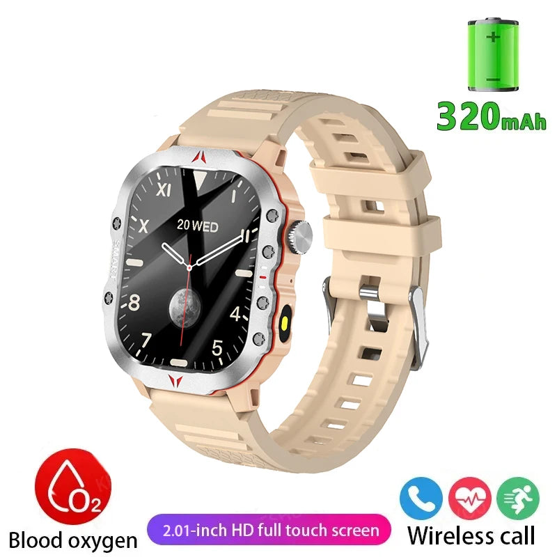 LAXASFIT Smart Watch Military Grade Toughness Bluetooth Voice Call LED Flashlight IP68 Waterproof Outdoor Sports Smart Watch