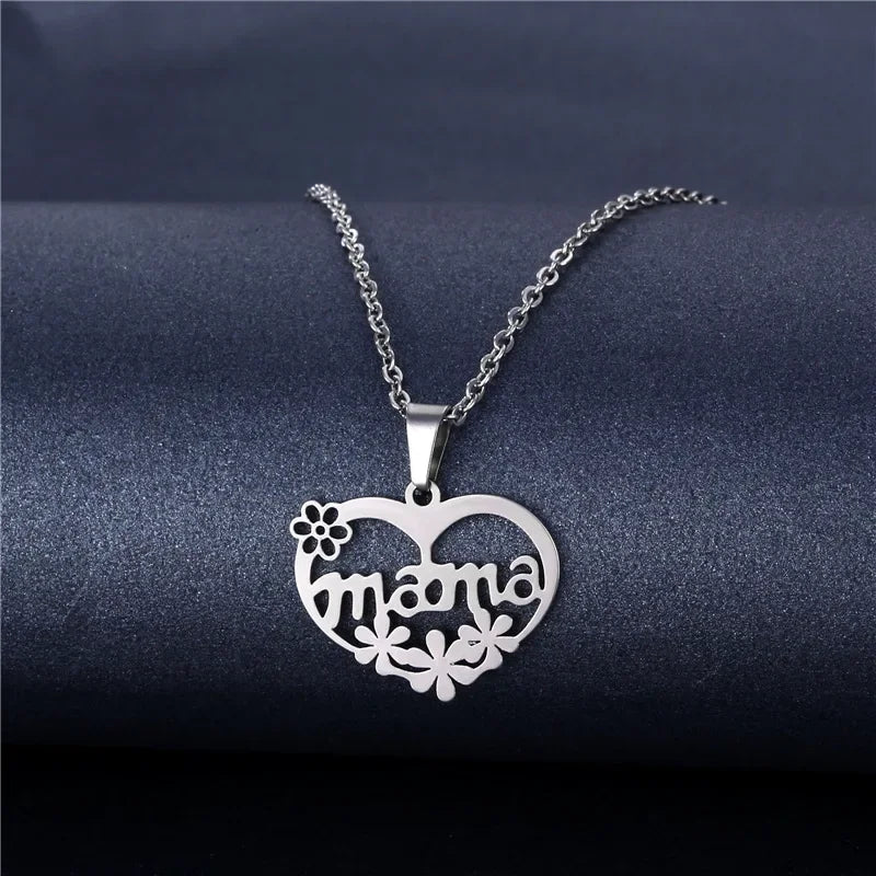 Mama Letter Pendant Necklace For Women Mom Mother's Day Clavicle Chain Choker Stainless Steel Jewelry Minimal Gift