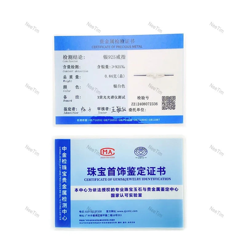 NeeTim D Color VVS1 Moissanite Ring for Women Wedding Fine Jewely with Certificete 925 Sterling Silver Engagement Rings Gifts