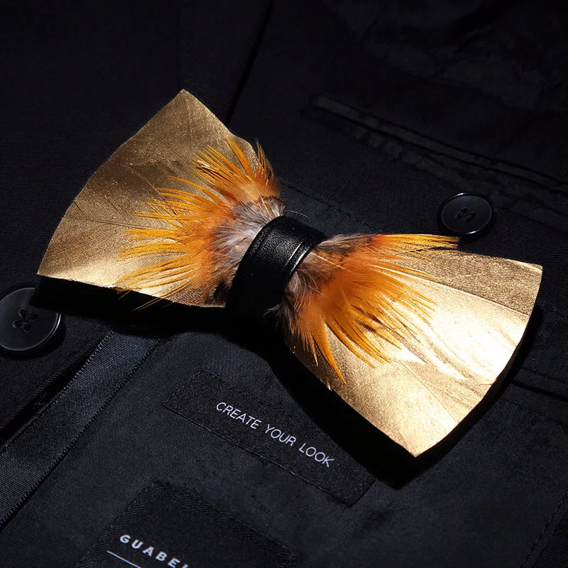 JEMYGINS New Design Men's Wedding Bow Tie Fashion Handmade Feather BowTie Gift for Birthday Party Men Bow Tie Suit Accessories