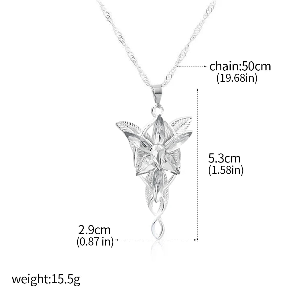 Arwen Evenstar Movie Necklace Silver Color Crystal Pendant Necklaces for Women Girl Party Jewelry Gift Jewelry