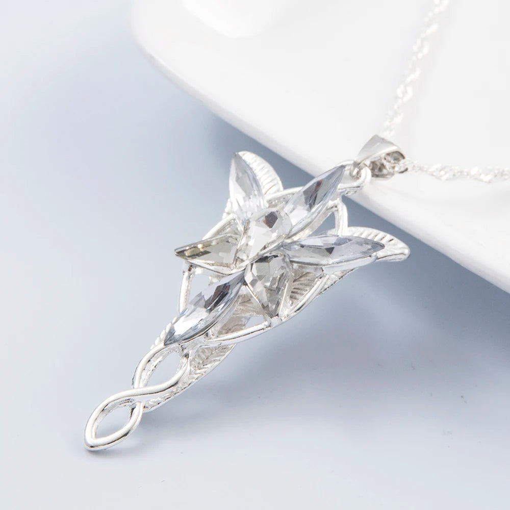 Arwen Evenstar Movie Necklace Silver Color Crystal Pendant Necklaces for Women Girl Party Jewelry Gift Jewelry
