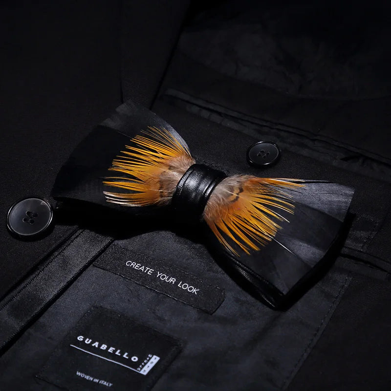 JEMYGINS New Design Men's Wedding Bow Tie Fashion Handmade Feather BowTie Gift for Birthday Party Men Bow Tie Suit Accessories