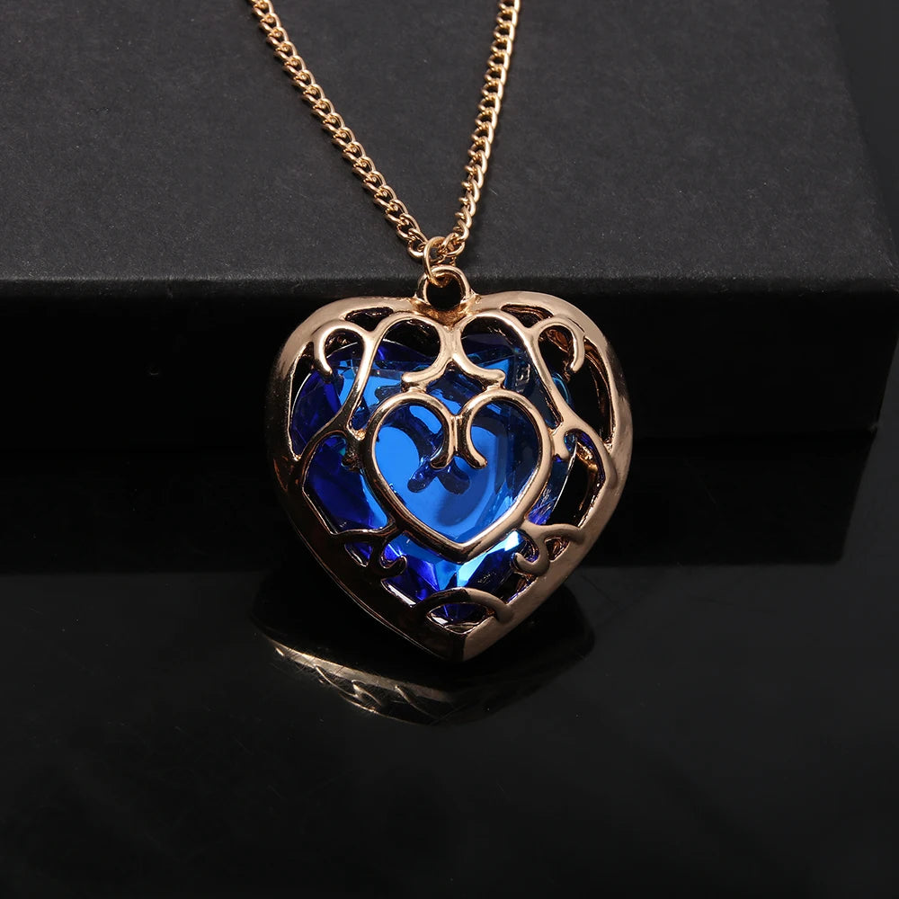 Zeldas Link Skyward Sword Red Heart Necklace Heart Containers Crystal Hearts Stones Pendant Necklace for Women Men Jewelry