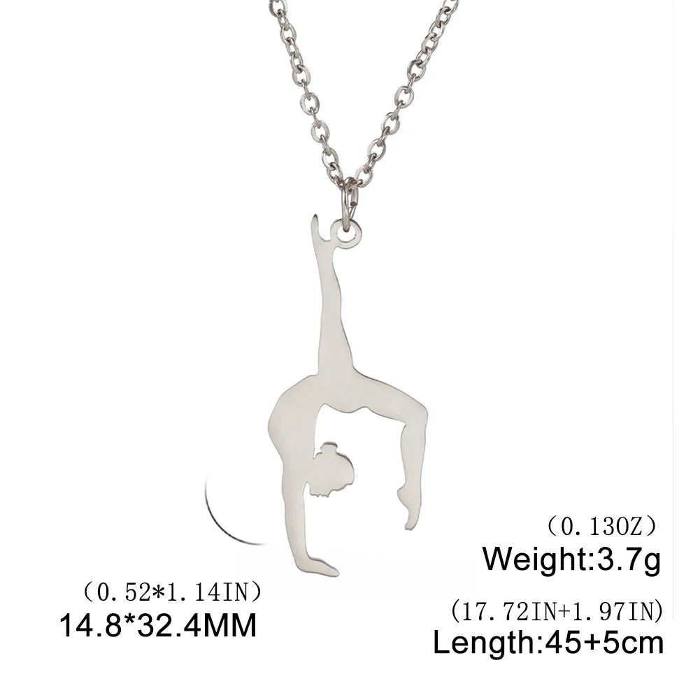 Rhythmic Gymnastics Necklace Women Trend 2025 Gymnast Stainless Steel Jewelry BFF Dancer Girl Sport Accessories Mother Day