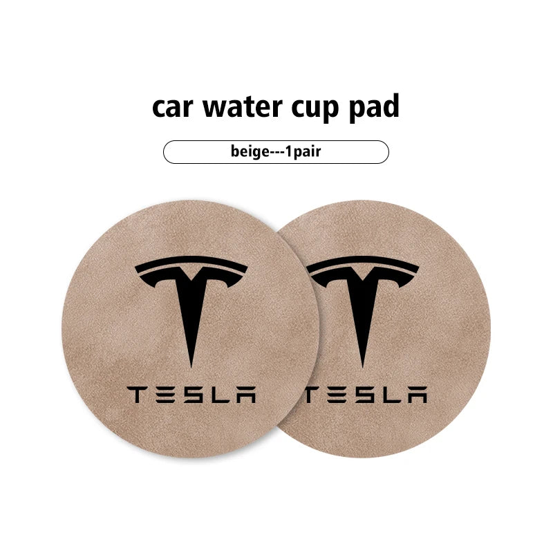 Universal 2pcs Car Cup Pad 7cm Anti-Slip Coaster Bottle Holder For Tesla Model 3 Y S X Roadster Bonina Coil