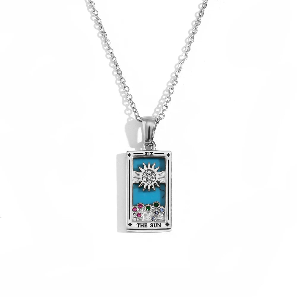 E.B.belle Original New Tarot Queen Lover Magician Moon Necklace Tarnish Free Stainless Steel Jewelry 18K Gold Plated Decoration