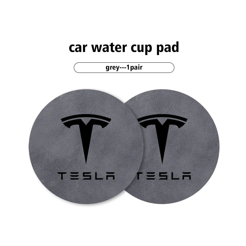 Universal 2pcs Car Cup Pad 7cm Anti-Slip Coaster Bottle Holder For Tesla Model 3 Y S X Roadster Bonina Coil