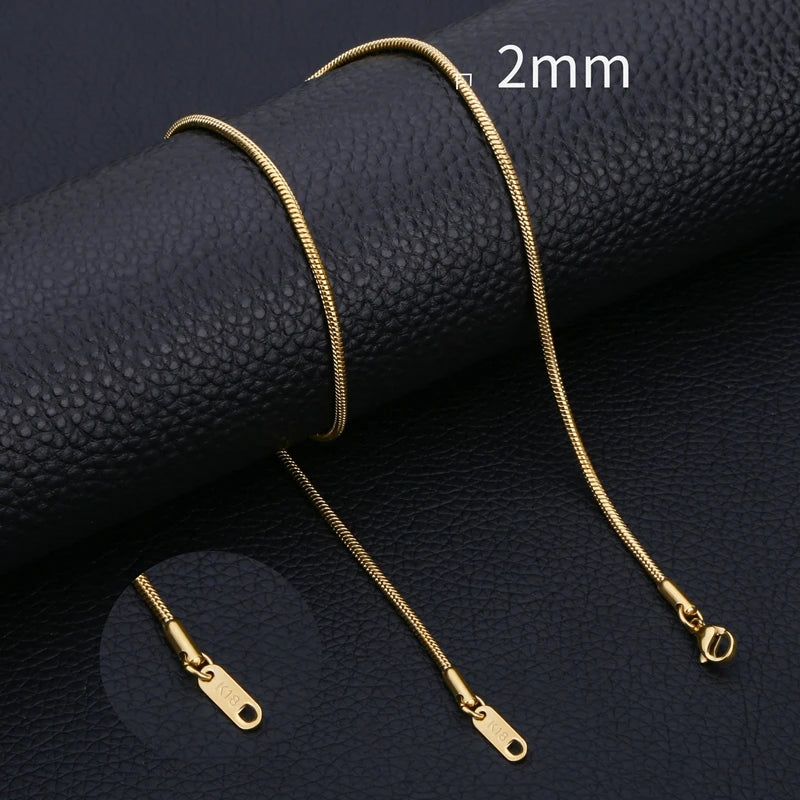 Inoxidable Gold Color Chains 0.9mm-2mm Stainless Steel Snake Chains Necklace Twist Rope Jewelry Women Long Chains Accessories