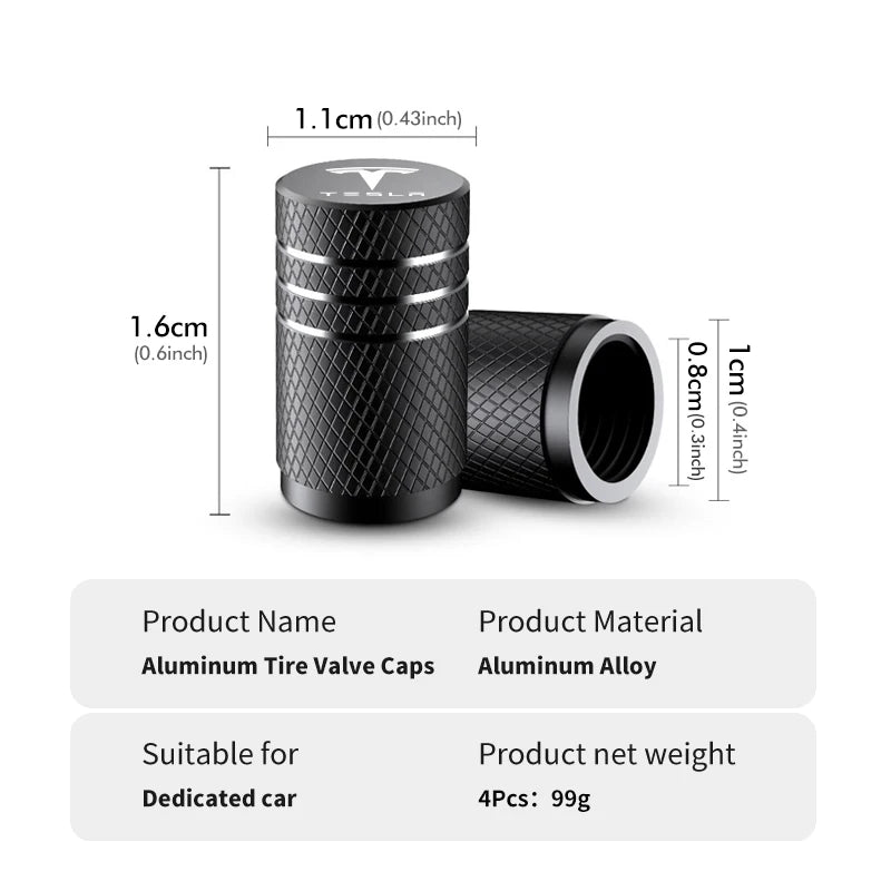 Aluminum Alloy Car Wheel Tire Valve Cap Tyre Rim Stem Cover For Tesla Model 3 Y S X Roadster