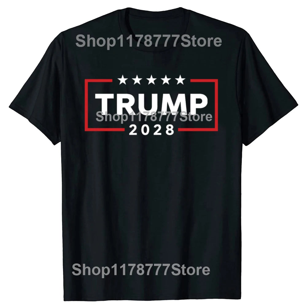 Donald Trump 2028 President American Flag Pro Trump Vintage T-Shirt Make America Great Tee Summer Men's Fashion Outfit