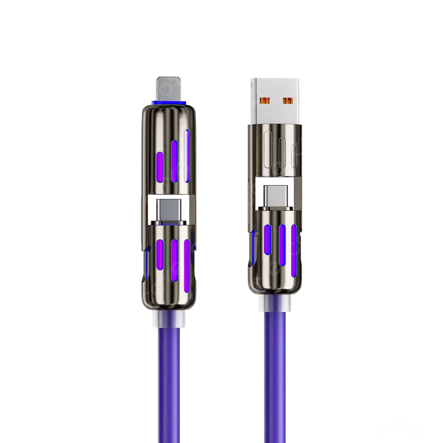 Type C,USB,lightning-Max 240W Fast Charging for iPhone 16/15, iPad and Data Sync MFISH 4-in-1 Multi-Function USB Charging Cable