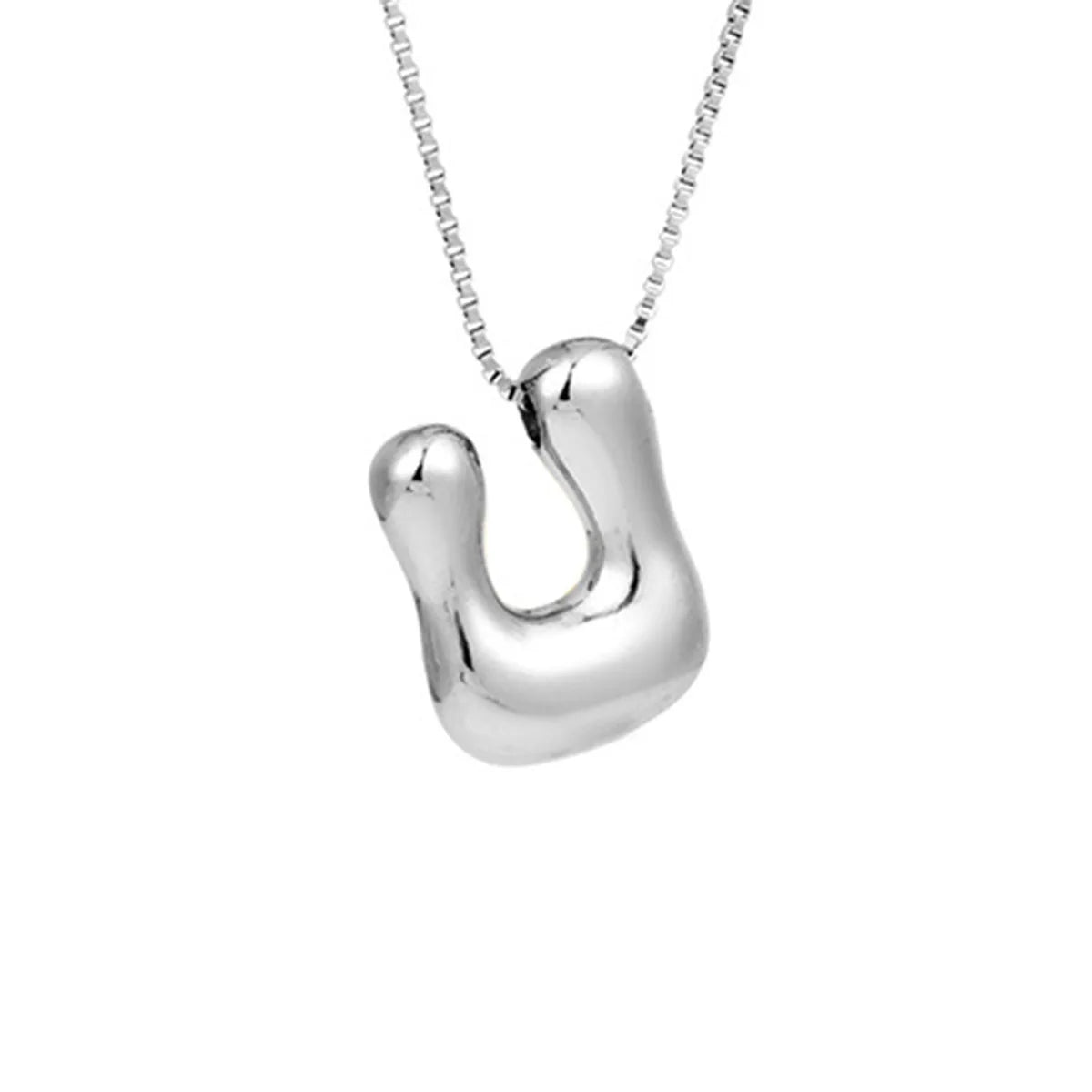 Creative A-Z Balloon Bubble Letter pendant Necklace for Women Silver Plated Chunky Initial Necklaces Jewelry Birthday Gift