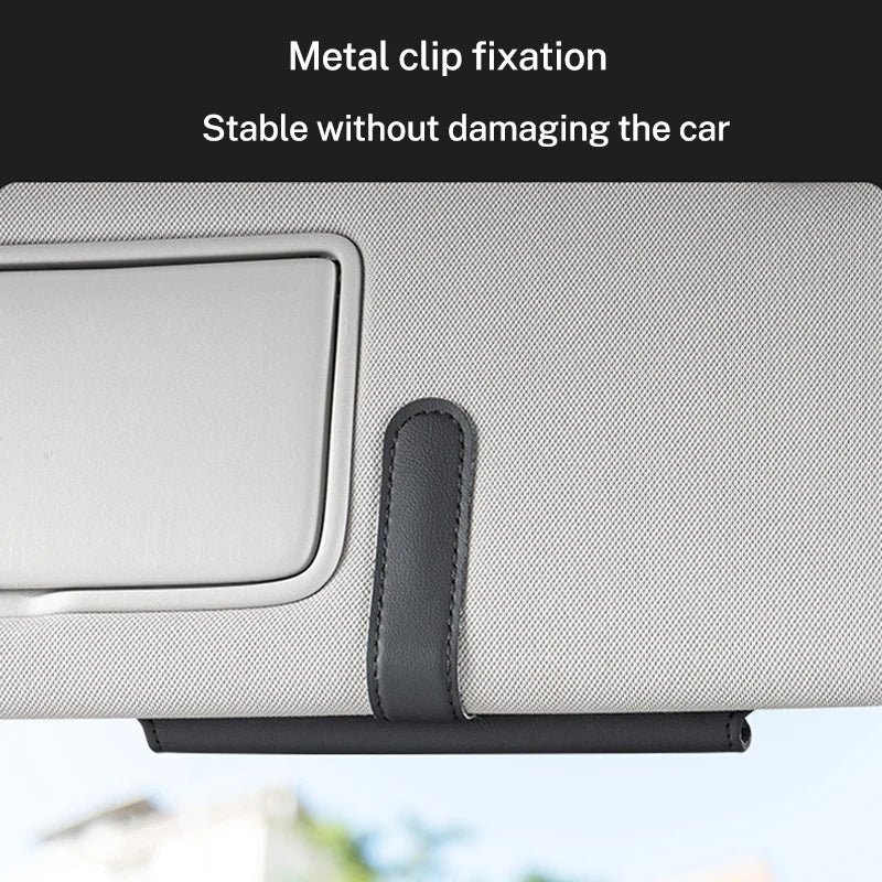 High Quality Leather Car Sun Visor Glasses Box Sunglasses Storage Case Clip For Tesla Model 3 Model S X Model Y Roadster SpaceX