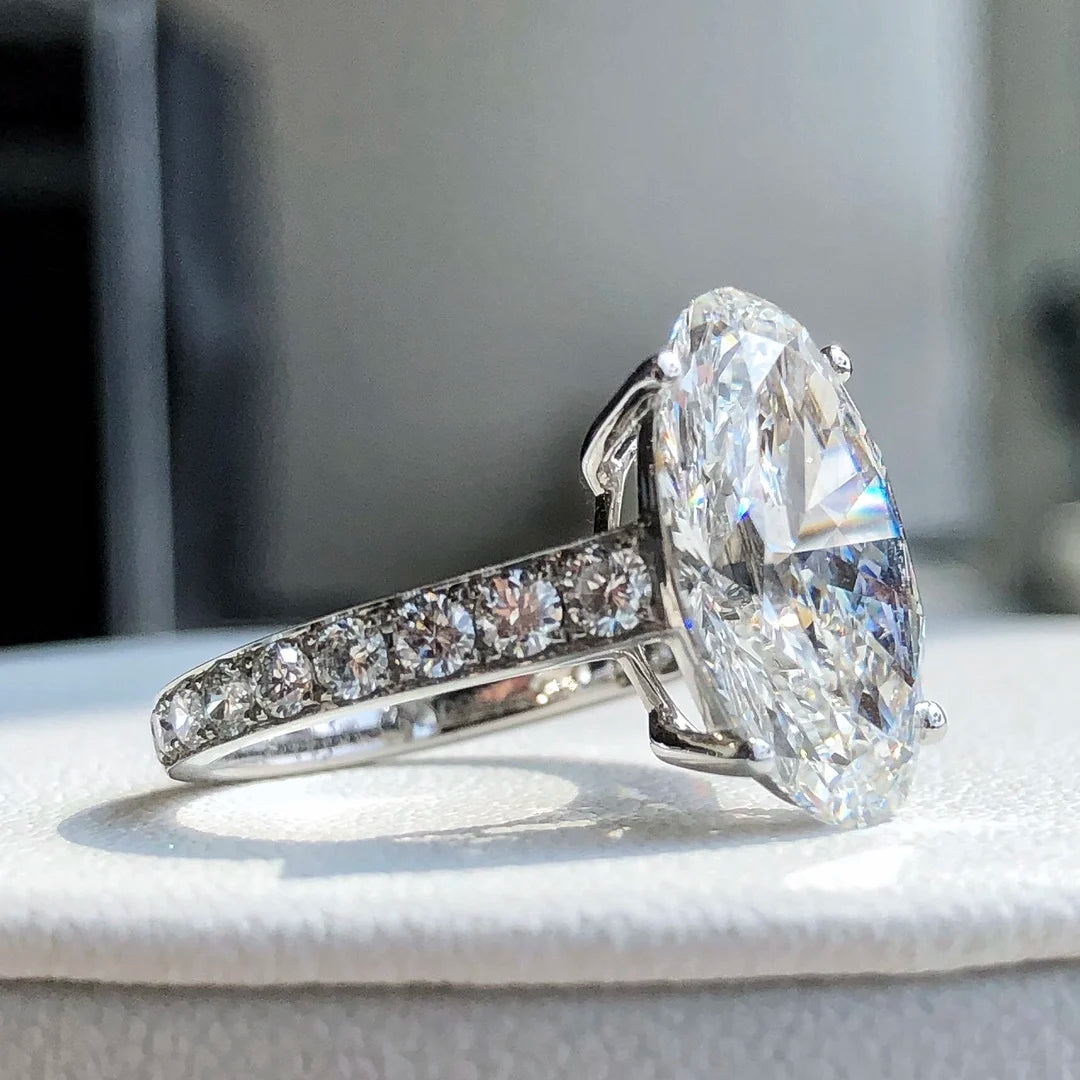 AJ2024 Lab Diamonds Ring White Diamonds Oval Shape 5.78ct F VS2 G18K White Gold Lab Diamonds Jewelries