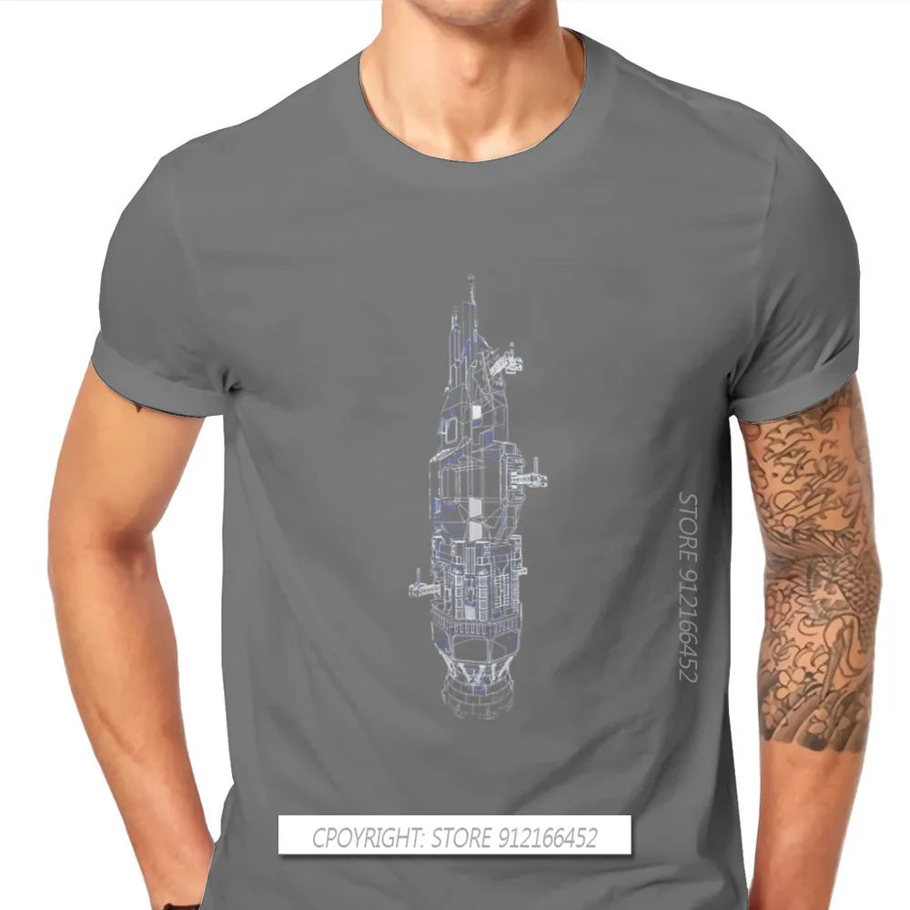Rocinante Technical Blueprint TShirt The Expanse TV New Design Gift Idea T Shirt For Men CCCP Rocket Mars Graphic T-shirts