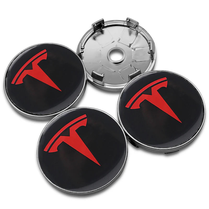 4Pcs 56mm+60mm Car Wheel Center Hub Caps Stickers Auto Rim Cover Accessories For Tesla Model 3 Model S X Model Y Roadster SpaceX