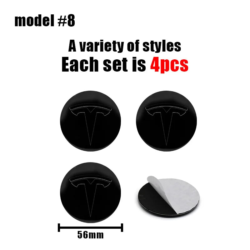4Pcs 56mm+60mm Car Wheel Center Hub Caps Stickers Auto Rim Cover Accessories For Tesla Model 3 Model S X Model Y Roadster SpaceX