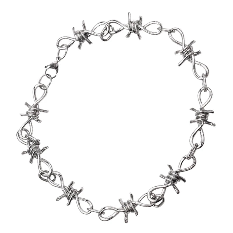 Small Wire Brambles Iron Unisex Choker Necklace Women Hip-hop Gothic Punk Barbed Wire Little Thorns Chain Choker Jewelry Gifts