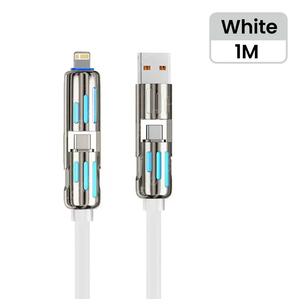 240W USB to Type C 4 in 1 Fast Charging Cable PD3.0 High Speed Data Transfer Charger Cable for iPhone 1514 Samsung Xiaomi HUAWEI