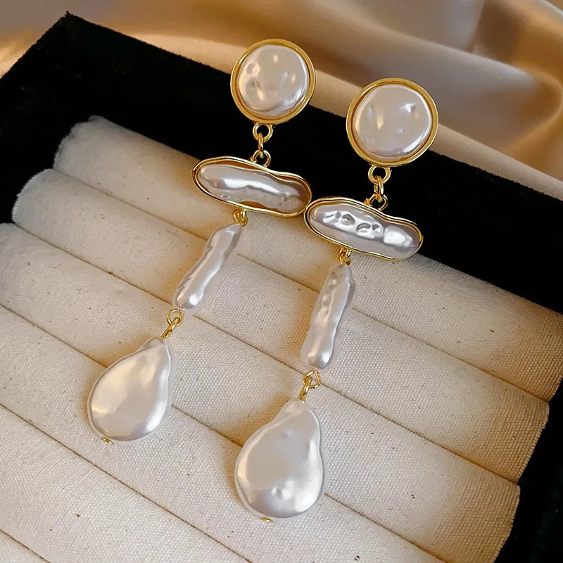 French Luxury Baroque Pearl Tassel Earrings