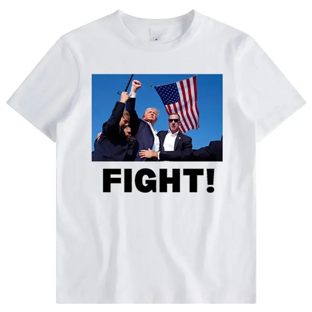 Summer men's Trump assassination: Funny printed T-shirt, comfortable clothing, short-sleeved top
