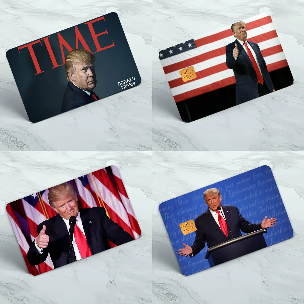 D-Donald Trump Credit 100% Hot Sale Amine Credit Debit Bank Card Bus Card Film Skin Sticker 1 set of 4 pcs