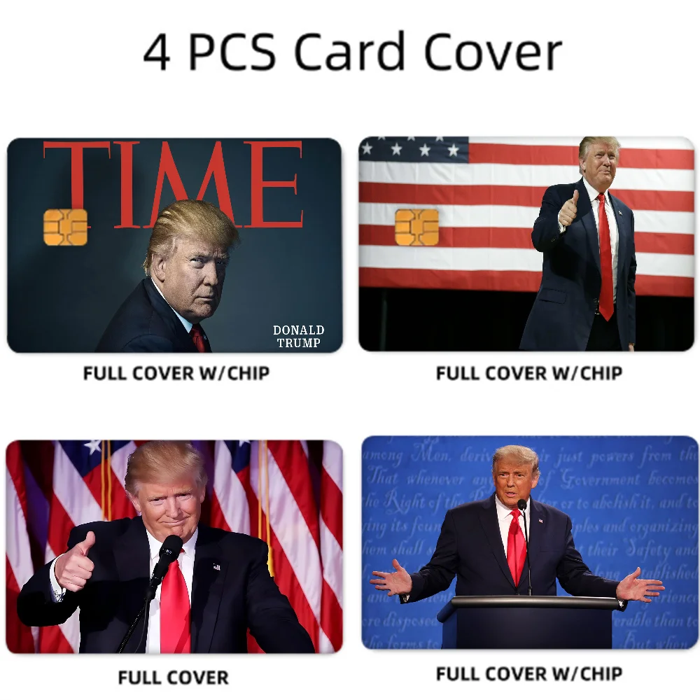 D-Donald Trump Credit 100% Hot Sale Amine Credit Debit Bank Card Bus Card Film Skin Sticker 1 set of 4 pcs