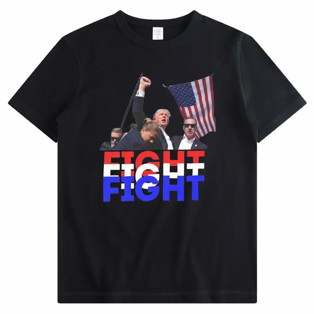 Summer men's Trump assassination: Funny printed T-shirt, comfortable clothing, short-sleeved top
