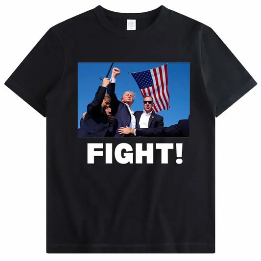 Summer men's Trump assassination: Funny printed T-shirt, comfortable clothing, short-sleeved top