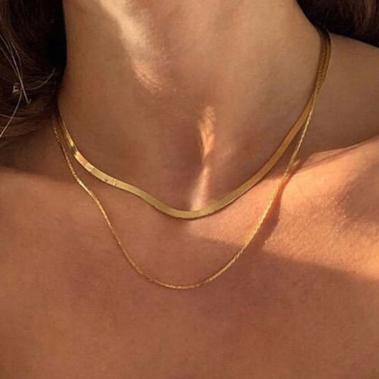 New 2024 Stainless steel Double layered stacking chain necklace Women Woman's Choker jewelry necklace for women