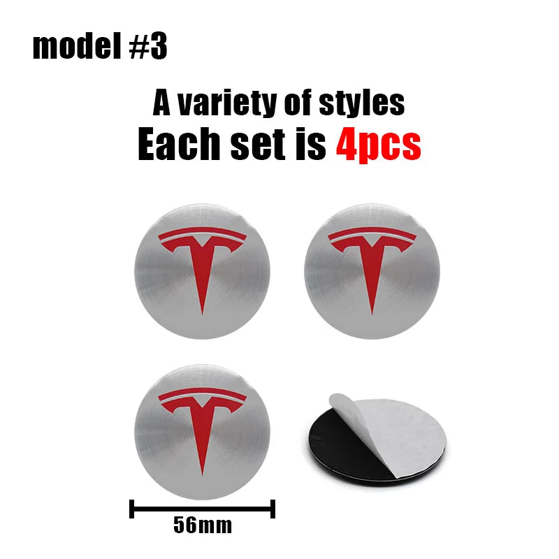 4Pcs 56mm+60mm Car Wheel Center Hub Caps Stickers Auto Rim Cover Accessories For Tesla Model 3 Model S X Model Y Roadster SpaceX