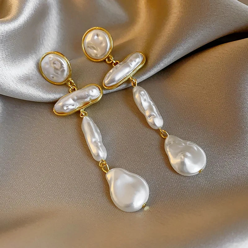 French Luxury Baroque Pearl Tassel Earrings