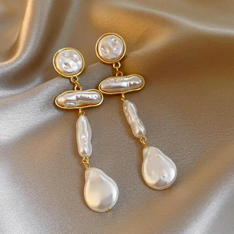 French Luxury Baroque Pearl Tassel Earrings