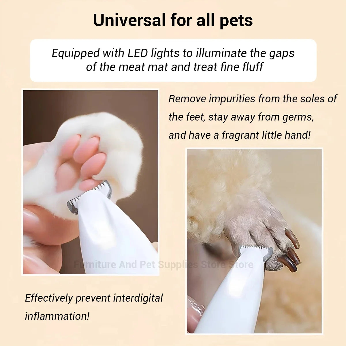 New Dog Paw Trimmer with LED Light Fully Waterproof Pet Hair Trimmer with LED Display Dog Clippers for Grooming 18mm Widen Blade