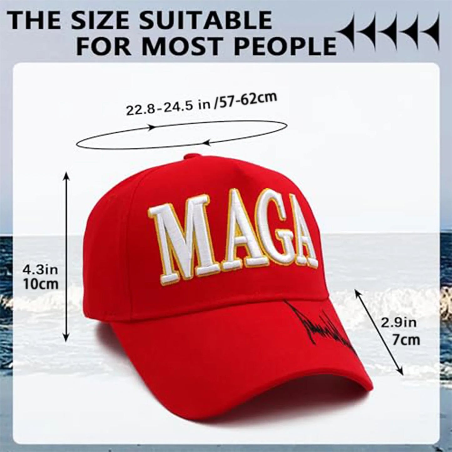 Maga Baseball Cap For Men And Women Red Embroidered Comfortable Peaked Cap Outdoor Camping Sports Cycling Travel Decoration Hat