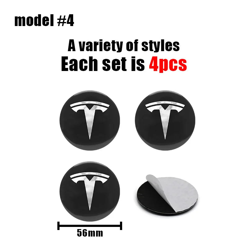 4Pcs 56mm+60mm Car Wheel Center Hub Caps Stickers Auto Rim Cover Accessories For Tesla Model 3 Model S X Model Y Roadster SpaceX