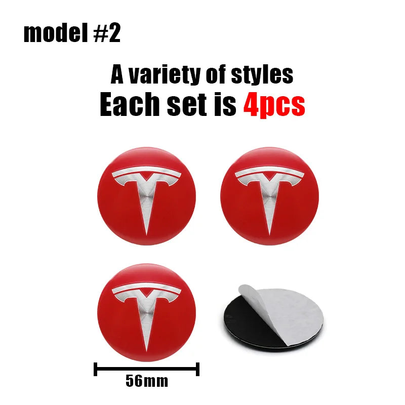 4Pcs 56mm+60mm Car Wheel Center Hub Caps Stickers Auto Rim Cover Accessories For Tesla Model 3 Model S X Model Y Roadster SpaceX